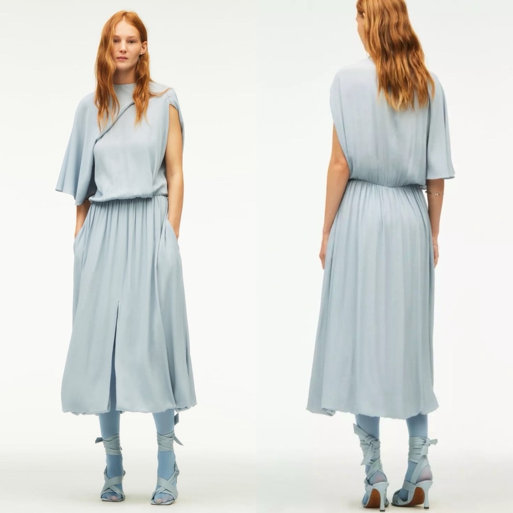 ZARA COLLECTION SILK BLEND LAYERED DRESS LIMITED EDITION BABY BLUE SIZE M NEW